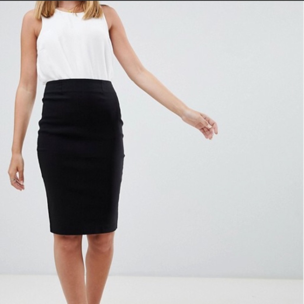 ASOS Black High Waisted Pencil Skirt Size 6